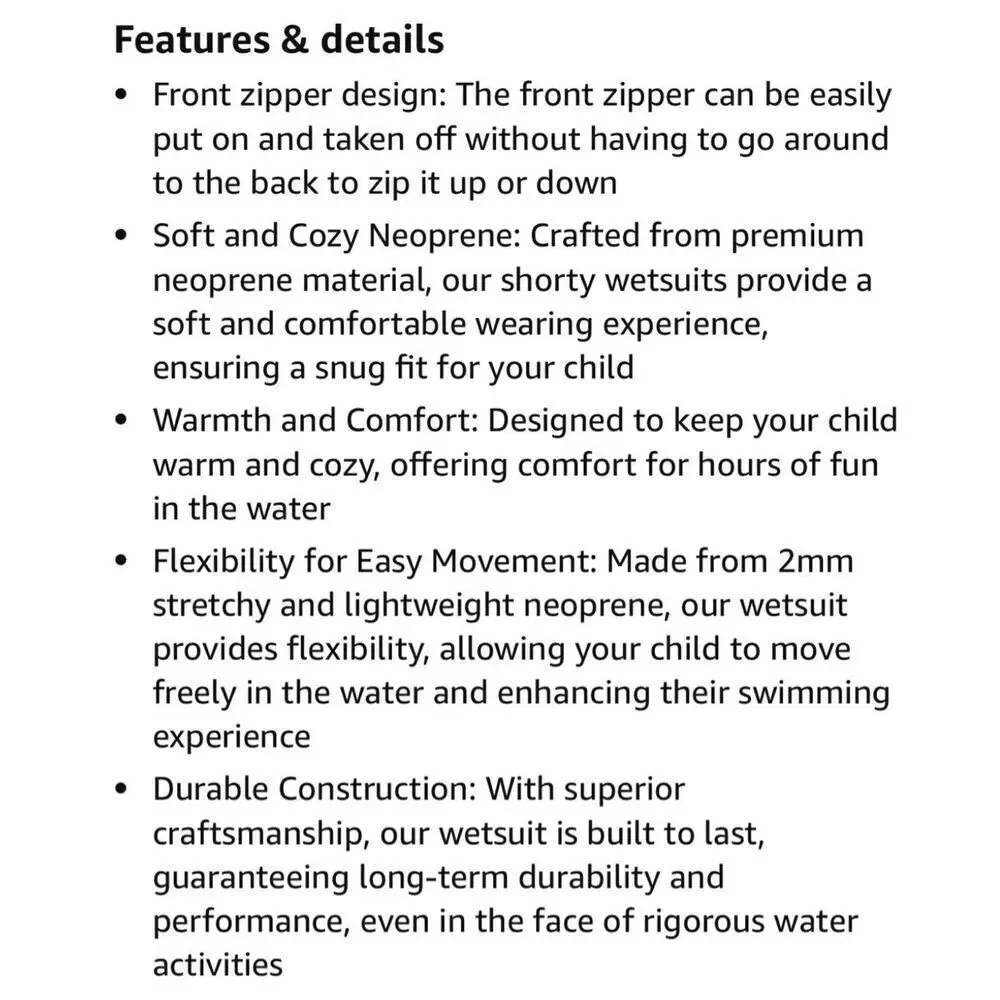 Chriffer Kids Wetsuit Front Zip 2mm Neoprene Thermal Short Sleeves shorts